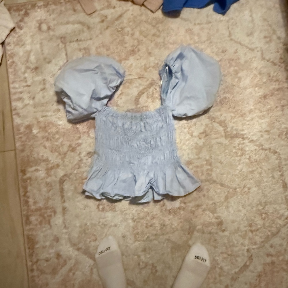 Light Blue Puff Sleeve Top
